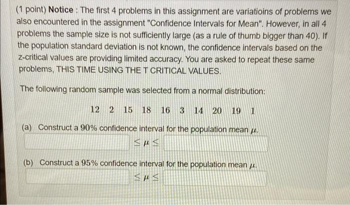 1 Point Notice The First 4 Problems In This Assignment Are Variatioins Of Problems We Also Encountered In The Assignm 1