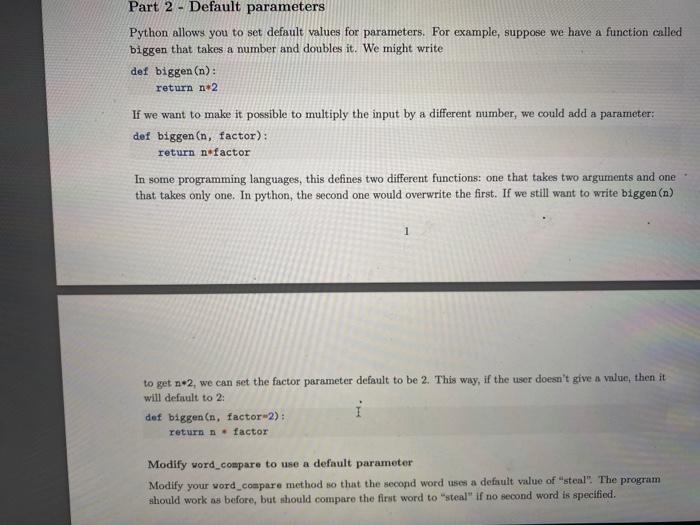 Should Be Your Goal Write Code That Is Simple And Clear Description Write A Function Word Compare That Takes Two Argum 2