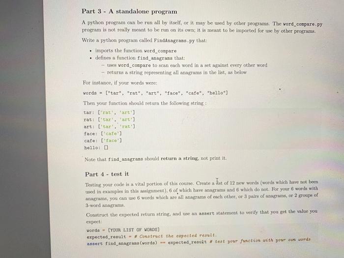 Should Be Your Goal Write Code That Is Simple And Clear Description Write A Function Word Compare That Takes Two Argum 3