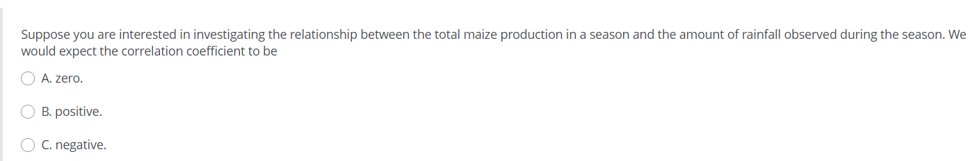 Suppose You Are Interested In Investigating The Relationship Between The Total Maize Production In A Season And The Amou 1