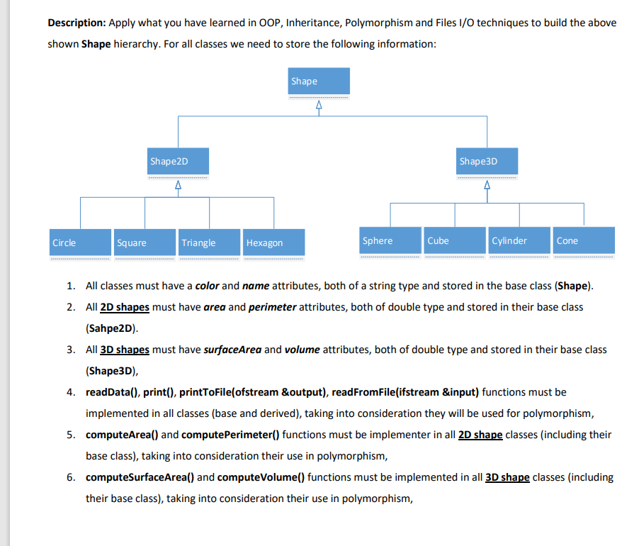 Description Apply What You Have Learned In Oop Inheritance Polymorphism And Files I O Techniques To Build The Above S 1