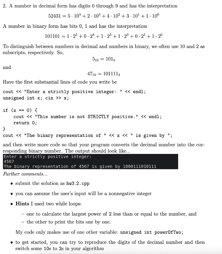 2 A Number In Decimal Form Has Digits 0 Through 9 And Has The Interpretation 52431 5 104 2 103 4 102 3 101 1