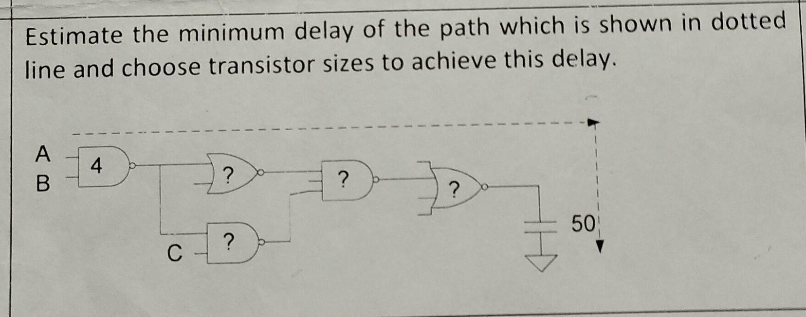 Estimate The Minimum Delay Of The Path Which Is Shown In Dotted Line And Choose Transistor Sizes To Achieve This Delay 1