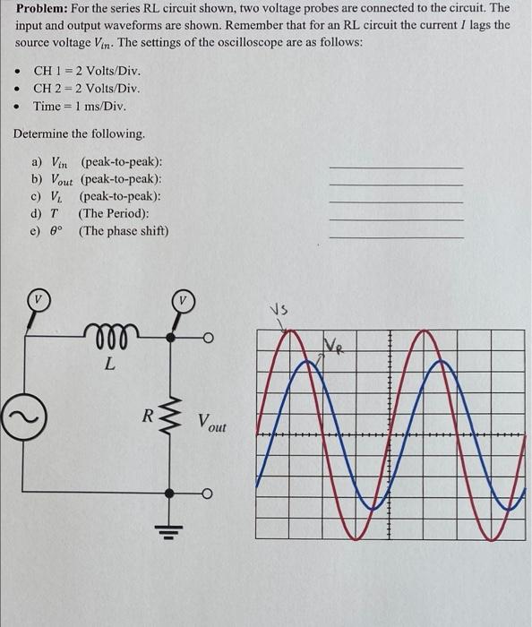 Problem For The Series Rl Circuit Shown Two Voltage Probes Are Connected To The Circuit The Input And Output Waveform 1