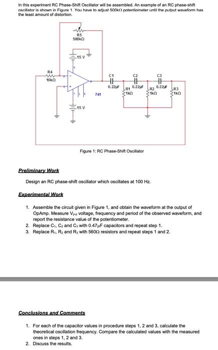 In This Experiment Rc Phase Shift Oscillator Will Be Assembled An Example Of An Rc Phase Shift Decillator Is Shown In F 1