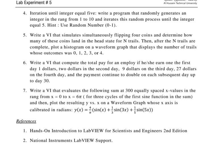Lab Experiment 5 Al Hussein Technical University 4 Iteration Until Integer Equal Five Write A Program That Randomly G 1