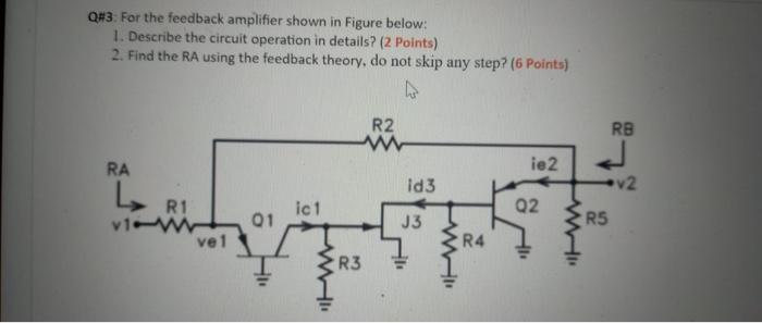 Q 3 For The Feedback Amplifier Shown In Figure Below 1 Describe The Circuit Operation In Details 2 Points 2 Find 1