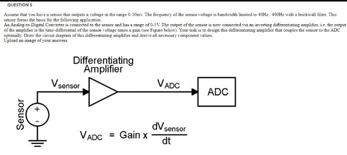 Question 5 Assume That You Have A Sensor That Outputs A Voltage In The Range 0 10m The Frequency Of The Sensor Voltage 1