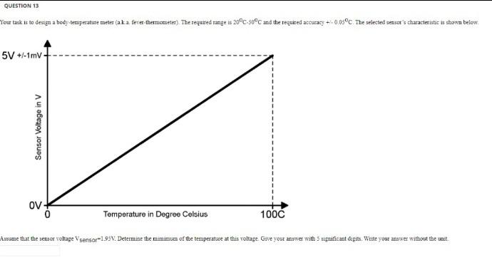 Question 13 Your Task Is To Design A Body Temperature Meter Aka Fetes Thermometer The Requsred Ranges 20 C 50 C And T 1
