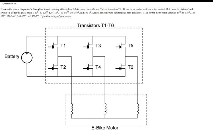 Question 23 Given Is The System Diagram Of A Three Phase Inverter Driving A Three Phase E Bike Motor Shown Below The S 1