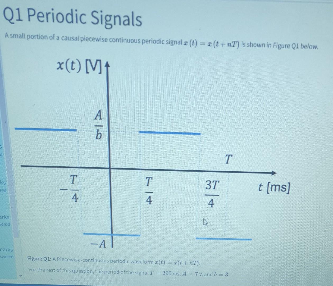 Q1 Periodic Signals A Small Portion Of A Causal Piecewise Continuous Periodic Signal X T 2 T N T Is Shown In Figu 1