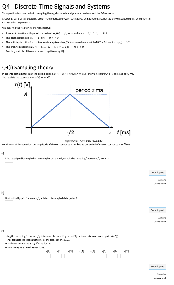 Q4 Discrete Time Signals And Systems This Question Is Concerned With Sampling Theory Discrete Time Signals And System 1