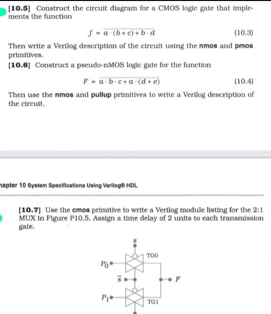 10 5 Construct The Circuit Diagram For A Cmos Logic Gate That Imple Ments The Function J A B C D D 10 3 Then 1