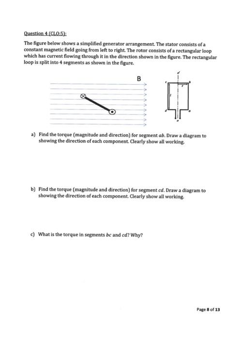 Question 4 Clo 5 The Figure Below Shows A Simplified Generator Arrangement The Stator Consists Of A Constant Magneti 1