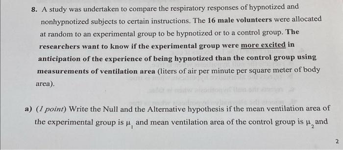 8 A Study Was Undertaken To Compare The Respiratory Responses Of Hypnotized And Nonhypnotized Subjects To Certain Instr 1