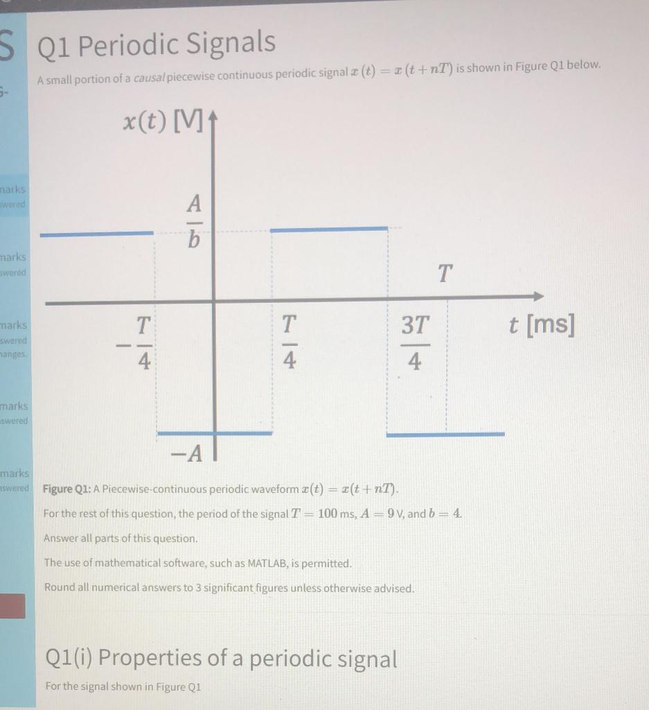 S Q1 Periodic Signals A Small Portion Of A Causal Piecewise Continuous Periodic Signal 2 T 2 T Nt Is Shown In Figu 1