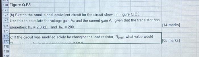 170 Figure Q B5 171 172 B Sketch The Small Signal Equivalent Circuit For The Circuit Shown In Figure Q B5 173 Use Th 1