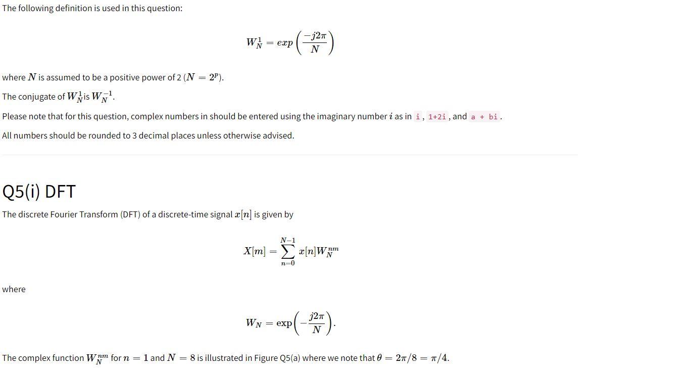The Following Definition Is Used In This Question W Exp J21 N Where N Is Assumed To Be A Positive Power Of 2 N 1