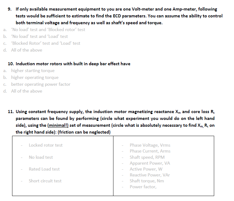 9 If Only Available Measurement Equipment To You Are One Volt Meter And One Amp Meter Following Tests Would Be Suffici 1