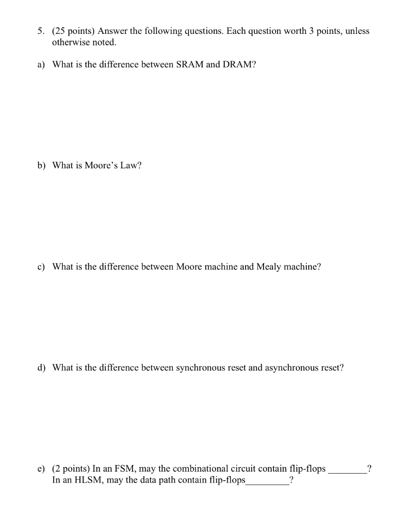 5 25 Points Answer The Following Questions Each Question Worth 3 Points Unless Otherwise Noted A What Is The Diff 1