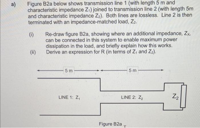 A Figure B2a Below Shows Transmission Line 1 With Length 5 M And Characteristic Impedance Z Joined To Transmission Li 1