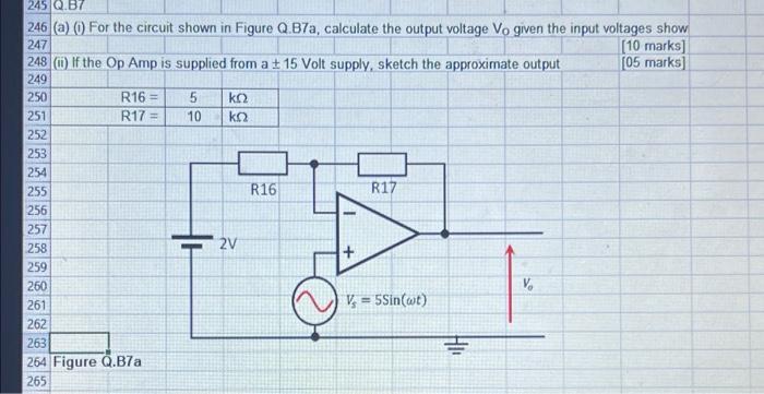 245 Q Bt 246 A 0 For The Circuit Shown In Figure Q B7a Calculate The Output Voltage Vo Given The Input Voltages Show 1