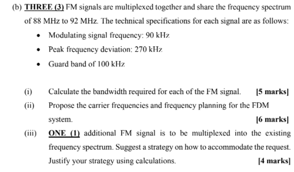 B Three 3 Fm Signals Are Multiplexed Together And Share The Frequency Spectrum Of 88 Mhz To 92 Mhz The Technical Sp 1