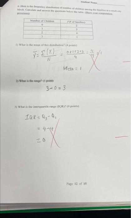 6 Here Is The Frequency Disebut Of Croche Block Calculate And Answer The Question Below The Ces Number Of Children Fo 1