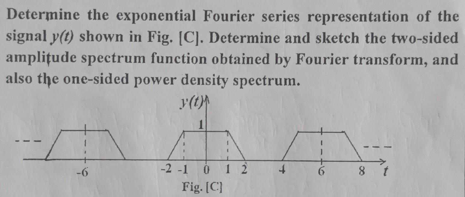 Determine The Exponential Fourier Series Representation Of The Signal Y T Shown In Fig C Determine And Sketch The T 2