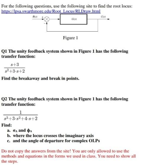 For The Following Questions Use The Following Site To Find The Root Locus Https Psa Swarthmore Edu Root Locus Rldruw 1