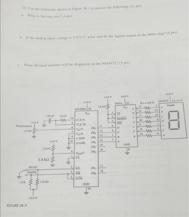 15 Use The Schematic Shown In Figure 281 To Answer The Following 11 Pts What Is The Step Stre Ir The Analog Input V 1