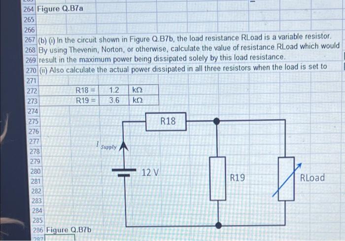 264 Figure Q B7a 265 266 267 B In The Circuit Shown In Figure Q B7b The Load Resistance Rload Is A Variable Resist 1