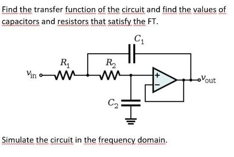 Find The Transfer Function Of The Circuit And Find The Values Of Capacitors And Resistors That Satisfy The Ft C1 He R V 1