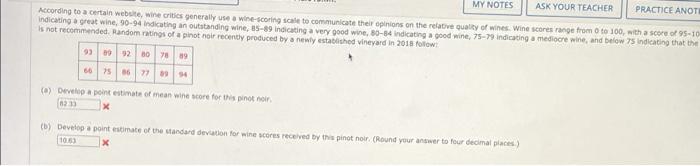 My Notes Ask Your Teacher Practice Anoti According To A Certain Website Wineries Generally Use A Wine Scoring To Communi 1