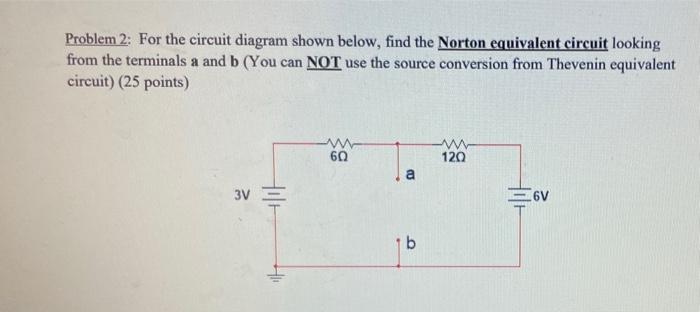 Problem 1 For The Circuit Diagram Shown Below Find The Thevenin Equivalent Circuit Looking From The Terminals A And B 2