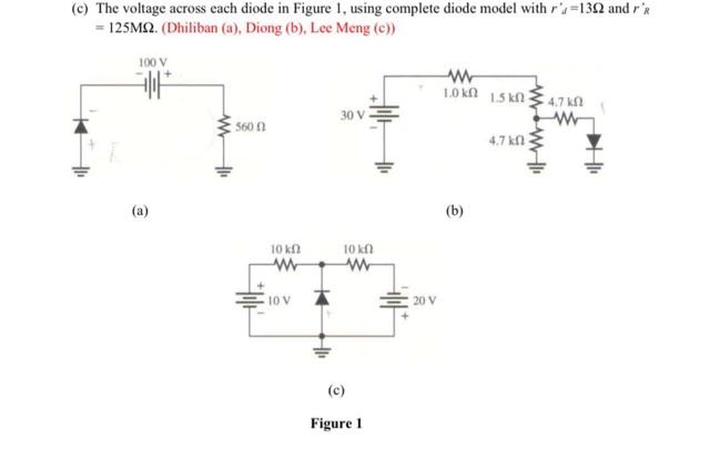 C The Voltage Across Each Diode In Figure 1 Using Complete Diode Model With R 139 Andre 125m22 Dhiliban A Di 1