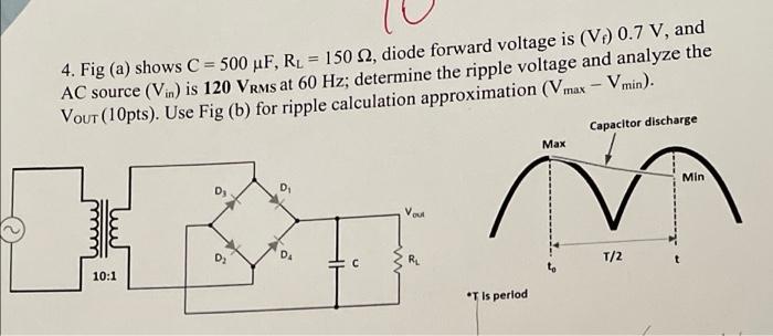 4 Fig A Shows C 500 Pf Rl 1502 Diode Forward Voltage Is Va 0 7 V And Ac Source Vin Is 120 Vrms At 60 Hz D 1