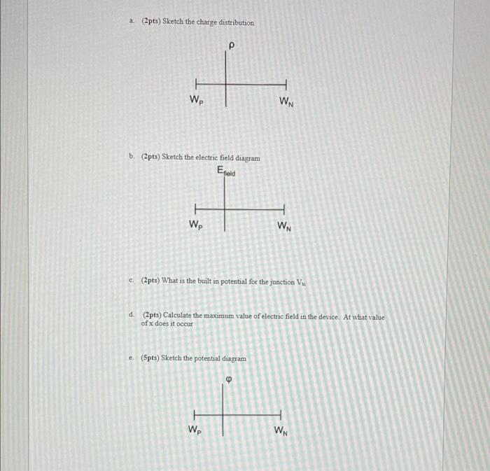 Ii 10 Total Pts The Pn Junction Of Ii Has A Structure Given By The Following The P Doping 1016cm N Doping 1018cm W 2