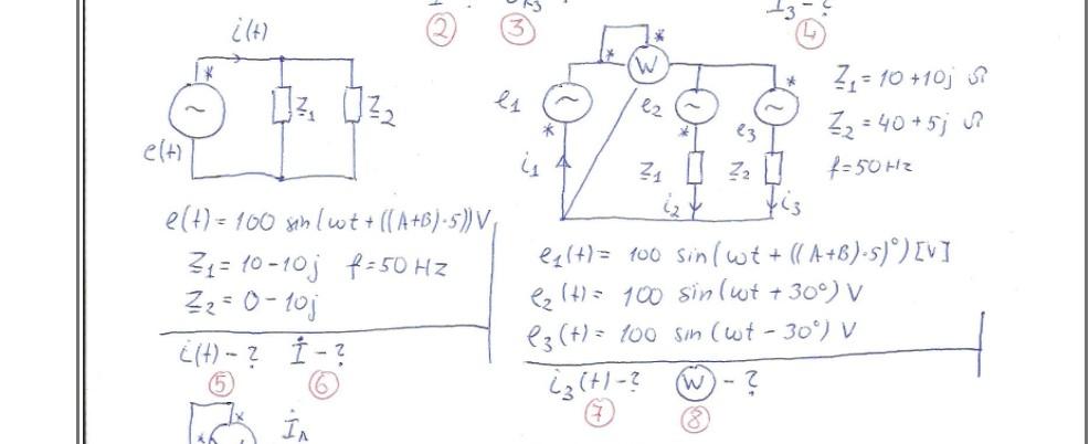 4 Dz Uz Li E2 Elt 7 10 10j S E3 Z2 40 5j Is 4 24 I 2 7 F 50hz I Is Exlt 100 Sin Wt A B 5 V 1
