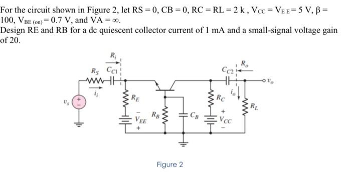 For The Circuit Shown In Figure 2 Let Rs 0 Cb 0 Rc Rl 2 K Vcc Vee 5 V B 100 Vbe On 0 7 V And Va 1
