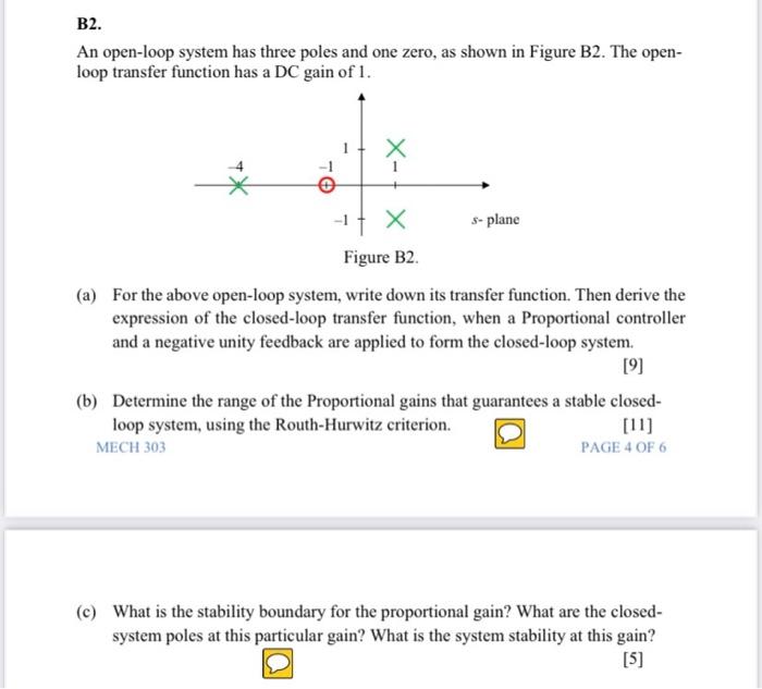 B2 An Open Loop System Has Three Poles And One Zero As Shown In Figure B2 The Open Loop Transfer Function Has A Dc G 1