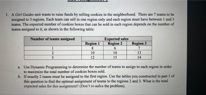 1 A Girl Guides Unit Wants To Raise Funds By Selling Cookies In The Neighborhood There Are 7 Teams To Be Assigned To 3 1