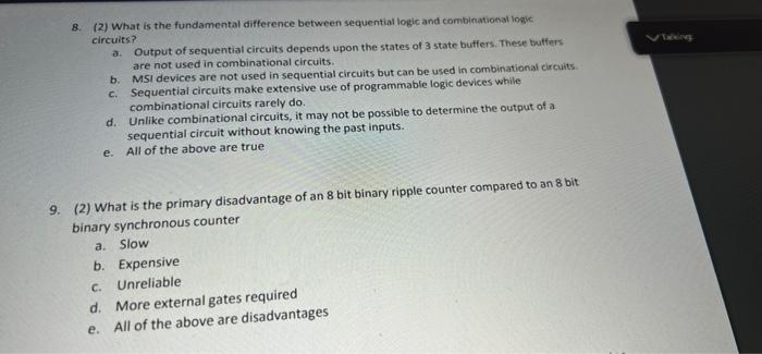 Vw 8 2 What Is The Fundamental Difference Between Sequential Logic And Combinational Love Circuits A Output Of Seque 1