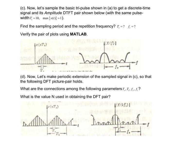 C Now Let S Sample The Basic Tri Pulse Shown In A To Get A Discrete Time Signal And Its Amplitude Dtft Pair Shown 2