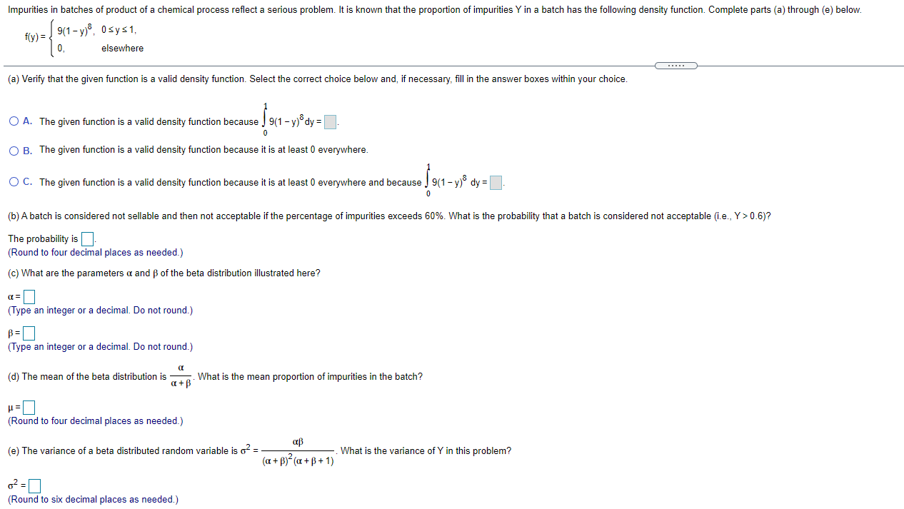 Impurities In Batches Of Product Of A Chemical Process Reflect A Serious Problem It Is Known That The Proportion Of Imp 1
