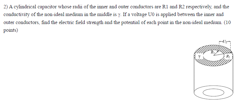 2 A Cylindrical Capacitor Whose Radii Of The Inner And Outer Conductors Are R1 And R2 Respectively And The Conductivit 1
