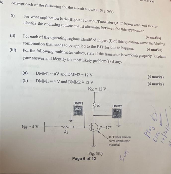 B Answer Each Of The Following For The Circuit Shown In Fig 3 B Ka I Ii For What Application Is The Bipolar Jun 1
