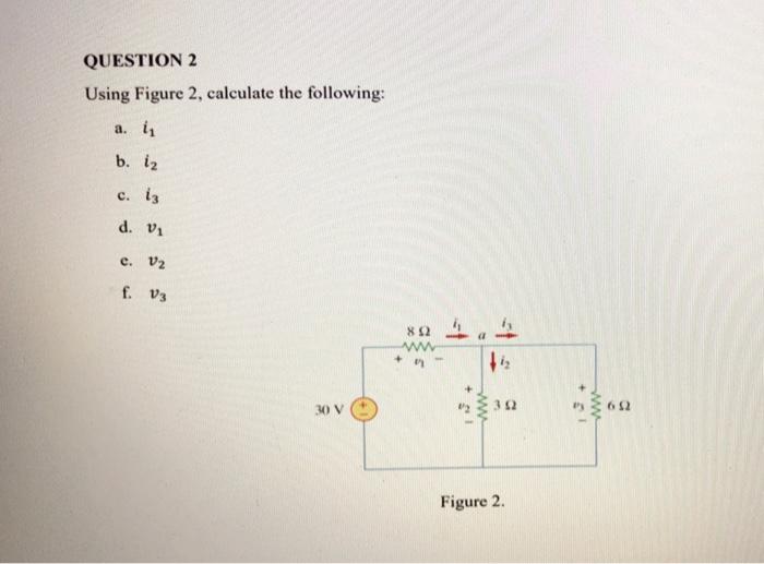 Question 2 Using Figure 2 Calculate The Following A In B 12 C Iz D Vi E V2 F 13 8924 Wa W Ti W 30v 362 692 Figure 1
