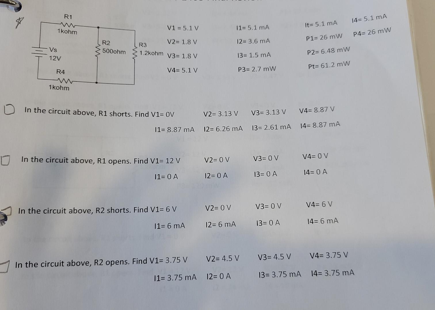 R1 14 5 1 Ma It 5 1 Ma V1 5 1 V 1 Kohm 11 5 1 Ma P4 26 Mw P1 26 Mw V2 1 8 V 12 3 6 Ma R2 500ohm R3 Vs 12v 1 2ko 1