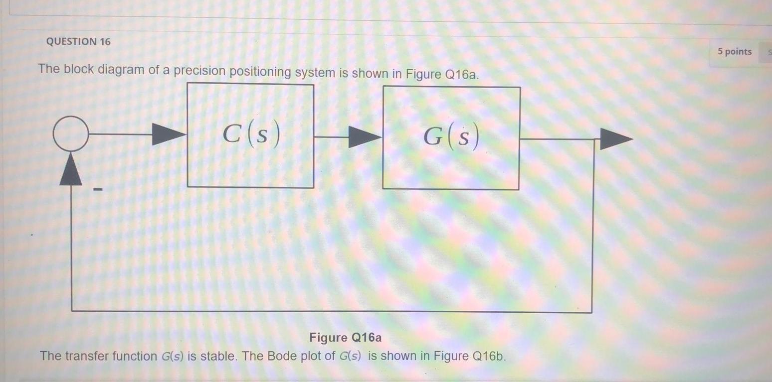 Question 16 5 Points The Block Diagram Of A Precision Positioning System Is Shown In Figure Q16a C S G S Figure Q16a 1
